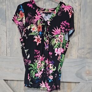 Floral Black Top by INC. Only qoen a few times.